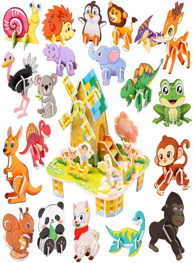FOIMAS 3D Puzzles for Kids,31 Pack Educational Puzzle Farmhouse Animal Puzzle Dinosaur for Kids Classroom Prize Gifts Party Favor Supply - Image 1